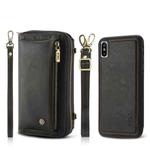 For iPhone XS Crossbody Multi-functional Zipper Wallet Leather Phone Case(Black)