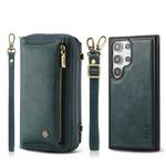 For Samsung Galaxy S24 Ultra 5G Crossbody Multi-functional Zipper Wallet Leather Phone Case(Green)