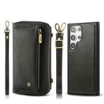 For Samsung Galaxy S24 Ultra 5G Crossbody Multi-functional Zipper Wallet Leather Phone Case(Black)