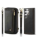 For Samsung Galaxy S23 Ultra 5G Crossbody Multi-functional Zipper Wallet Leather Phone Case(Black)