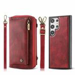 For Samsung Galaxy S23 Ultra 5G Crossbody Multi-functional Zipper Wallet Leather Phone Case(Red)