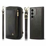 For Samsung Galaxy S23 5G Crossbody Multi-functional Zipper Wallet Leather Phone Case(Black)