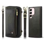 For Samsung Galaxy S22 5G Crossbody Multi-functional Zipper Wallet Leather Phone Case(Black)