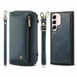 For Samsung Galaxy S22+ 5G Crossbody Multi-functional Zipper Wallet Leather Phone Case(Green)