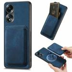 For OPPO A58 4G Retro Leather Card Bag Magnetic Phone Case(Blue)