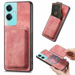 For OPPO K11 5G Retro Leather Card Bag Magnetic Phone Case(Pink)