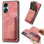 For OPPO A78 4G Retro Leather Card Bag Magnetic Phone Case(Pink)