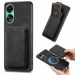 For OPPO A78 4G Retro Leather Card Bag Magnetic Phone Case(Black)