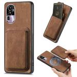 For OPPO Reno10 Pro+ Retro Leather Card Bag Magnetic Phone Case(Brown)