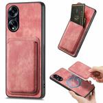 For OPPO A1 5G Retro Leather Card Bag Magnetic Phone Case(Pink)