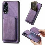 For OPPO A1 5G Retro Leather Card Bag Magnetic Phone Case(Purple)