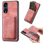 For OPPO Reno8 T 5G Retro Leather Card Bag Magnetic Phone Case(Pink)