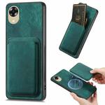 For OPPO A17K Retro Leather Card Bag Magnetic Phone Case(Green)