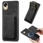 For OPPO A17K Retro Leather Card Bag Magnetic Phone Case(Black)