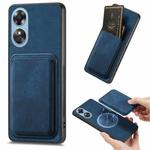 For OPPO A17 Retro Leather Card Bag Magnetic Phone Case(Blue)