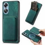 For OPPO A17 Retro Leather Card Bag Magnetic Phone Case(Green)