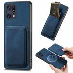 For OPPO Find X5 Pro Retro Leather Card Bag Magnetic Phone Case(Blue)