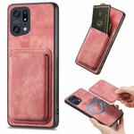 For OPPO Find X5 Pro Retro Leather Card Bag Magnetic Phone Case(Pink)