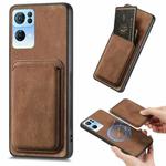 For OPPO Reno7 Pro 5G Retro Leather Card Bag Magnetic Phone Case(Brown)