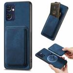 For OPPO Reno7 5G Retro Leather Card Bag Magnetic Phone Case(Blue)