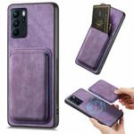 For OPPO Reno6 Z Retro Leather Card Bag Magnetic Phone Case(Purple)