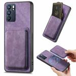 For OPPO Reno6 5G Retro Leather Card Bag Magnetic Phone Case(Purple)