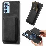 For OPPO Reno6 Pro 5G Retro Leather Card Bag Magnetic Phone Case(Black)