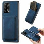 For OPPO F19 Retro Leather Card Bag Magnetic Phone Case(Blue)