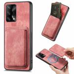 For OPPO F19 Retro Leather Card Bag Magnetic Phone Case(Pink)