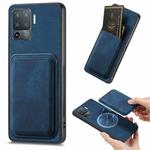 For OPPO F19 Pro Retro Leather Card Bag Magnetic Phone Case(Blue)