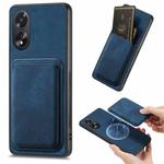 For OPPO A38 4G / A18 4G Retro Leather Card Bag Magnetic Phone Case(Blue)