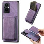 For OPPO Reno7 Z 5G/F21 Pro 5G Retro Leather Card Bag Magnetic Phone Case(Purple)