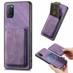 For OPPO A52 / A72/ A92 Retro Leather Card Bag Magnetic Phone Case(Purple)