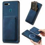 For OPPO A7/A12 Retro Leather Card Bag Magnetic Phone Case(Blue)