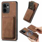 For OPPO Reno13 F Retro Leather Card Bag Magnetic Phone Case(Brown)