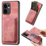 For OPPO Reno13 F Retro Leather Card Bag Magnetic Phone Case(Pink)