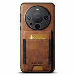 For Huawei Mate 60 Pro+ Suteni H03 Oil Wax Leather Wallet Stand Back Phone Case(Brown)