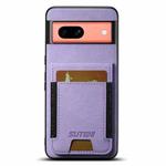 For Google Pixel 7a Suteni H03 Litchi Leather Card Bag Stand Back Phone Case(Purple)