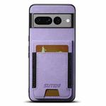 For Google Pixel 7 Pro Suteni H03 Litchi Leather Card Bag Stand Back Phone Case(Purple)