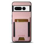 For Google Pixel 7 Suteni H03 Litchi Leather Card Bag Stand Back Phone Case(Pink)