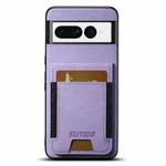 For Google Pixel 7 Suteni H03 Litchi Leather Card Bag Stand Back Phone Case(Purple)