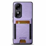 For Honor 90 Pro Suteni H03 Litchi Leather Card Bag Stand Back Phone Case(Purple)