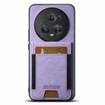 For Honor Magic5 Pro Suteni H03 Litchi Leather Card Bag Stand Back Phone Case(Purple)