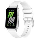 For Samsung Galaxy Fit 3 SM-R390 Metal Connector Liquid Glossy Silicone Watch Band(White)