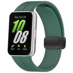 For Samsung Galaxy Fit 3 SM-R390 Magnetic Folding Buckle Silicone Watch Band(Dark Green)