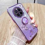 For Realme 12 Pro+ Gradient Glitter Immortal Flower Ring All-inclusive Phone Case(Purple)