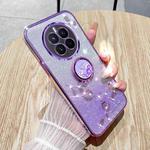 For Realme GT5 Pro Gradient Glitter Immortal Flower Ring All-inclusive Phone Case(Purple)