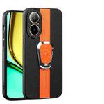 For Realme C67 4G Magnetic Litchi Leather Back Phone Case with Holder(Orange)