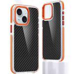 For iPhone 15 Plus Dual-Color Carbon Fiber Acrylic Hybrid TPU Phone Case(Orange)