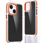 For iPhone 13 Dual-Color Carbon Fiber Acrylic Hybrid TPU Phone Case(Orange)